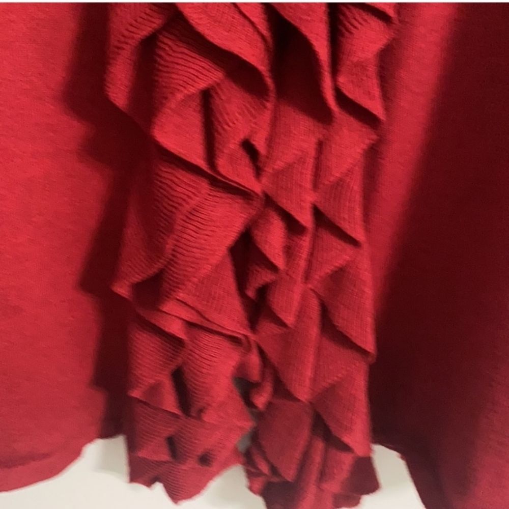 Grace Elements Cranberry Red Ruffle Cardigan Sweater Women Size L - Picture 10 of 13